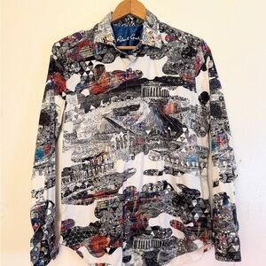 Robert Graham Limited Poseidon Greek Embroidered Long Sleeve Shirt Men’s Size L